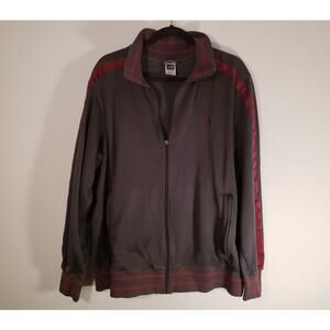 The North Face Men's Jacket XL Gray w Red Stripes Pre Owned Zipper Tab Missing